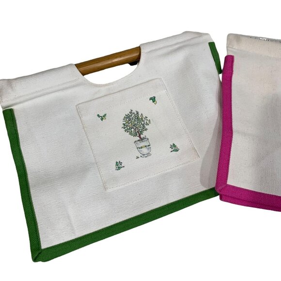 Scribbling Ink Sturdy Cotton Canvas Bamboo Handled Bags - Picture 4 of 8